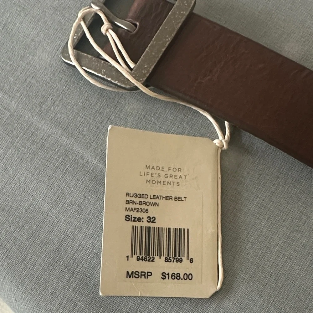 NWT Faherty Dark Brown Leather Men's Belt